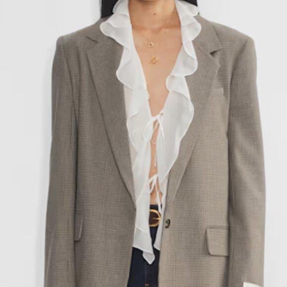 Aritzia Wilfred Frenchy Blouse V-neck chiffon ruffle blouse Size XL - Picture 8 of 10